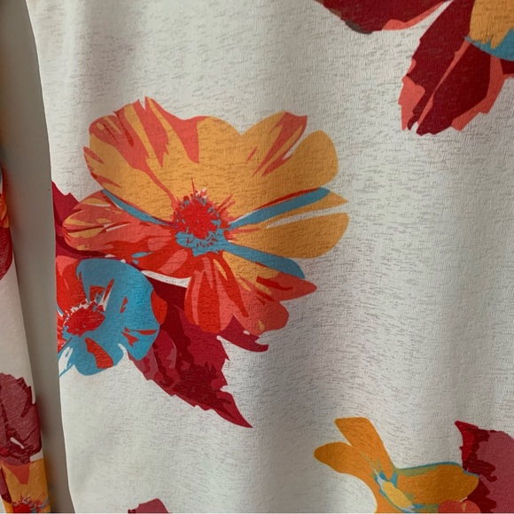 Zara W/B Collection Long Sleeve Sheer White Top Floral Raw Edge Hem Lolita Small - Picture 4 of 10